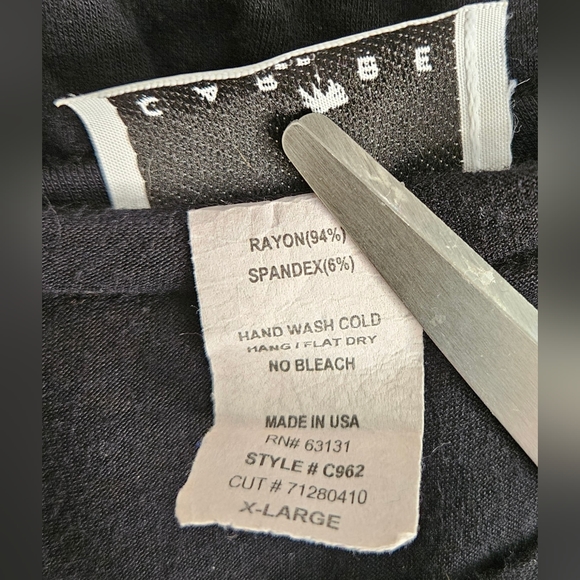 Caribe Blouse Black Womens  Blouse Rounded Neck X Large 2 Pockets on Front Side - Picture 5 of 9